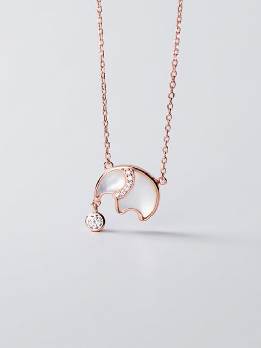 Rosh 925 Sterling Silver Shell Elephant Minimalist Necklace 1