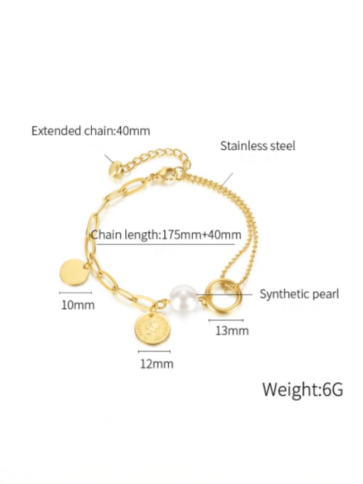 Open Sky Titanium Steel Imitation Pearl Geometric Minimalist Strand Bracelet 3