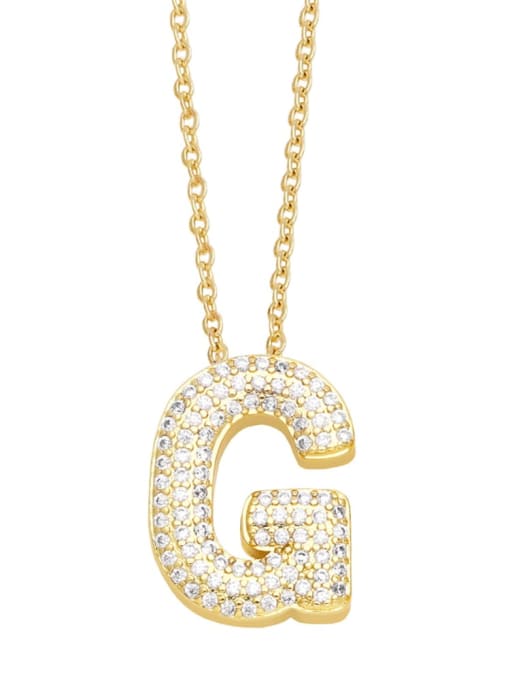 G Brass Cubic Zirconia Letter Trend Necklace