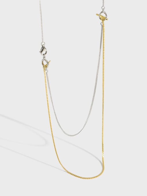 DAKA 925 Sterling Silver Geometric Minimalist Multi Strand Necklace