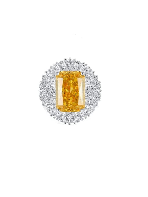 BC-Swarovski Elements 925 Sterling Silver High Carbon Diamond Geometric Luxury Cocktail Ring 0