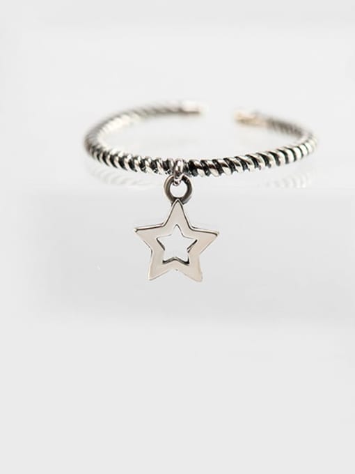 XBOX 925 Sterling Silver Hollow Star Vintage Band Ring 3
