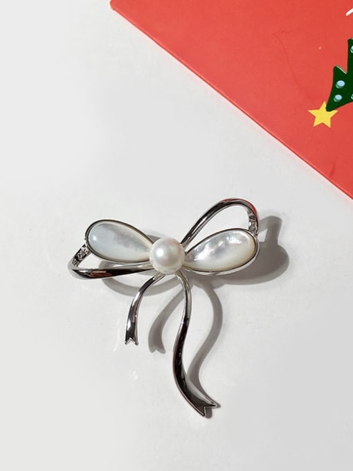 silvery Copper Shell White Butterfly Trend Brooches