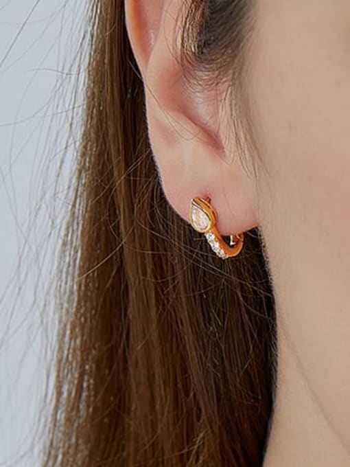 CHARME Brass Cubic Zirconia  Water Drop Minimalist Huggie Earring 1