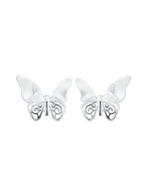 SILVER MI 925 Sterling Silver Butterfly Minimalist Stud Earring 0