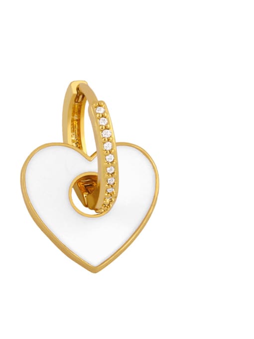 white Brass Enamel Heart Minimalist Drop Earring