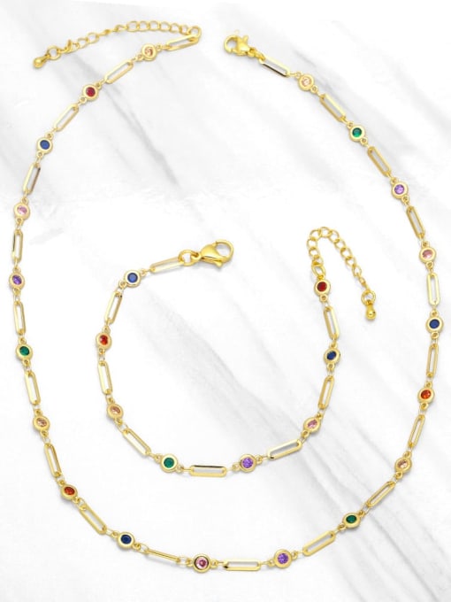 CC Bohemia Heart Brass Cubic Zirconia Multi Color Bracelet and Necklace Set 0