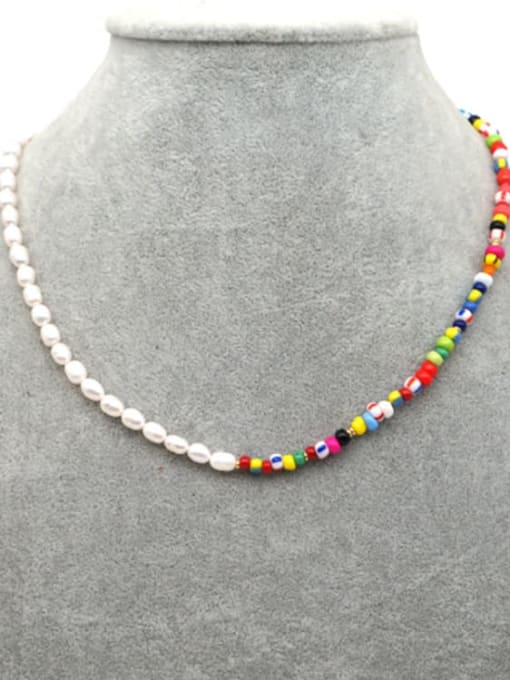 MMBEADS Stainless steel Freshwater Pearl Multi Color Round Bohemia Necklace 1