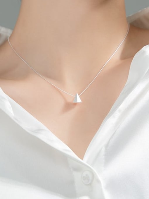 silver 925 Sterling Silver Triangle Minimalist Necklace