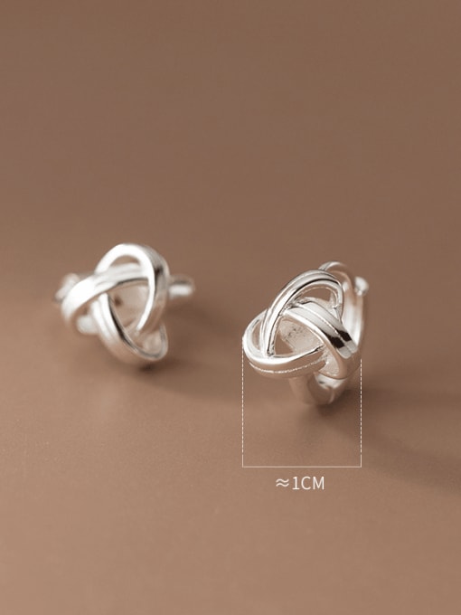 Rosh 925 Sterling Silver Geometric Knot Minimalist Stud Earring 3