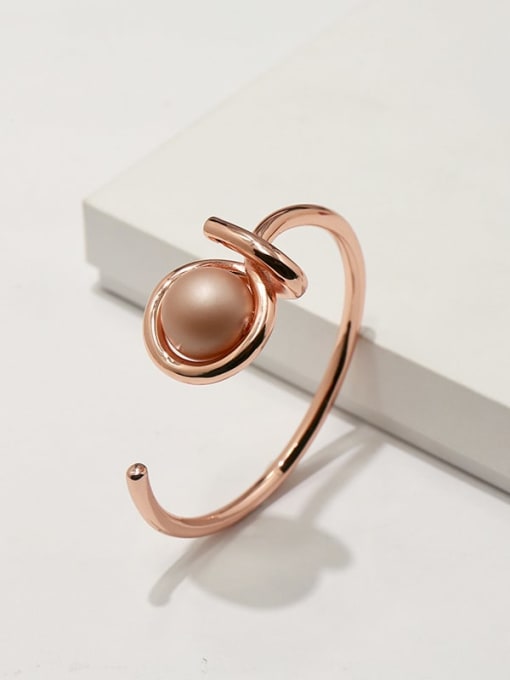 Meif powder pearl Copper Imitation Pearl White Irregular Minimalist Adjustable Bracelet