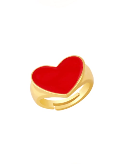 gules Brass Enamel Heart Minimalist Band Ring