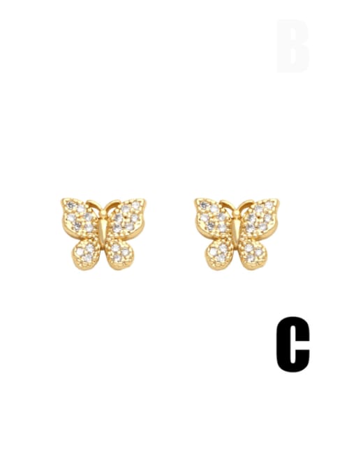CC Brass Cubic Zirconia Butterfly Minimalist Stud Earring 3