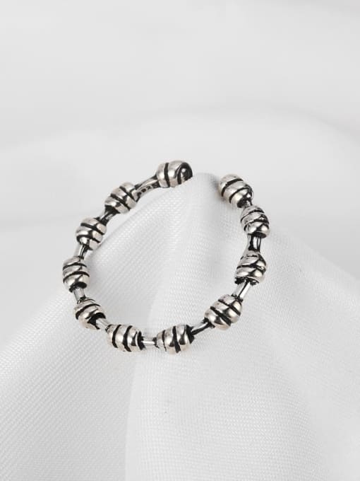 JENNY 925 Sterling Silver Irregular Artisan  Weaving twist knot Band Ring