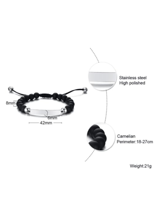 CONG Stainless steel Carnelian Geometric Hip Hop Adjustable Bracelet 1