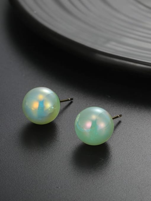 12mm green Zinc Alloy Imitation Pearl Round Minimalist Stud Earring