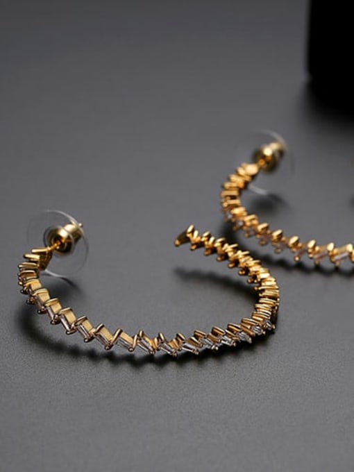 White zirconium plating gold Copper Cubic Zirconia Geometric Luxury Hoop Earring