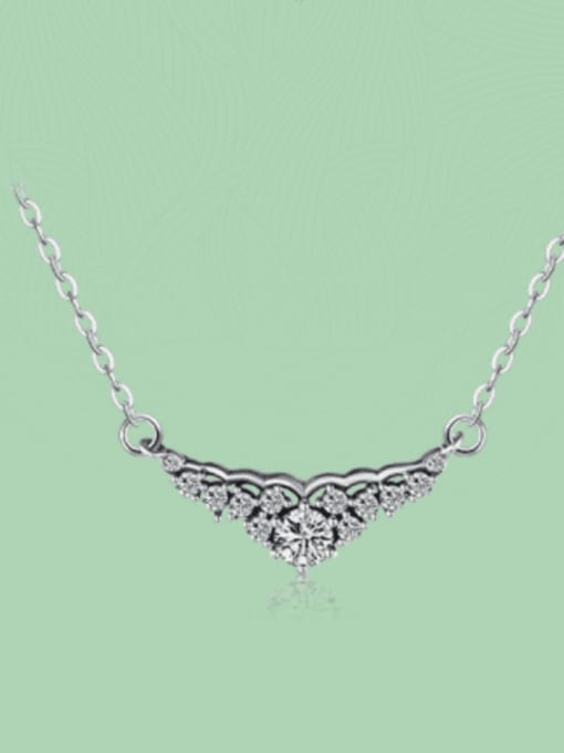 MODN 925 Sterling Silver Rhinestone Crown Vintage Necklace 1