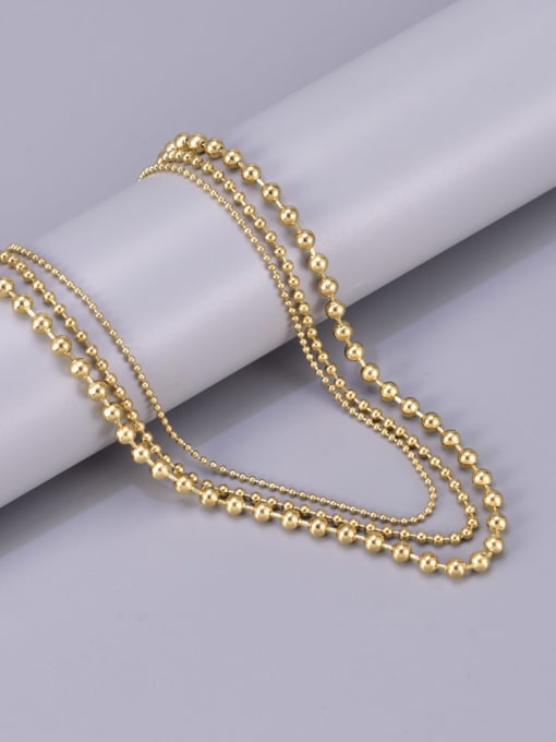 A TEEM Titanium Steel Double Layer Bead Chain Minimalist Multi Strand Necklace 3