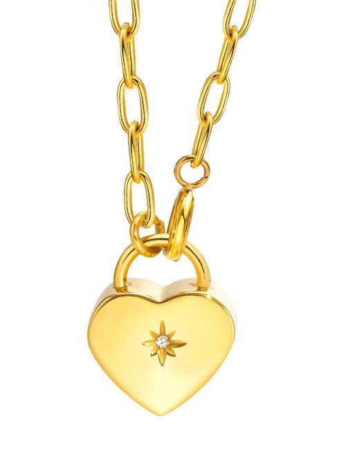 LI MUMU Stainless steel Rhinestone Heart Minimalist Necklace 0