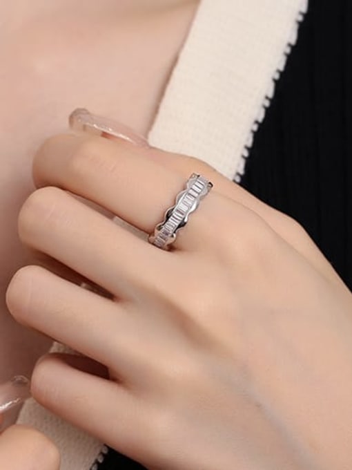 KDP-Silver 925 Sterling Silver Cubic Zirconia Geometric Dainty Band Ring 1