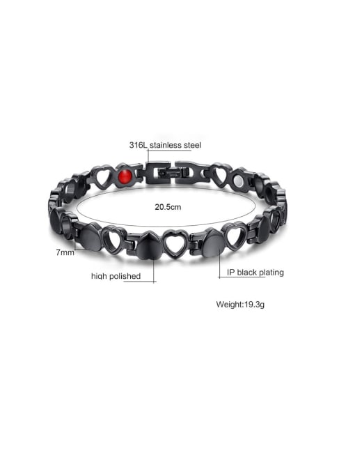 CONG Stainless Steel With Gun Plated Simplistic Hollow Heart Bracelets 3