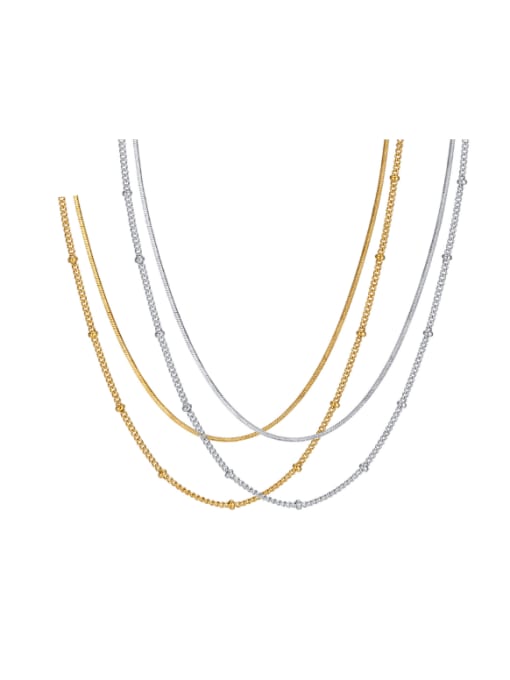 CONG Stainless steel Geometric Minimalist Multi Strand Necklace 0