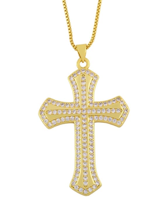 B Brass Cubic Zirconia Cross Minimalist Regligious Necklace
