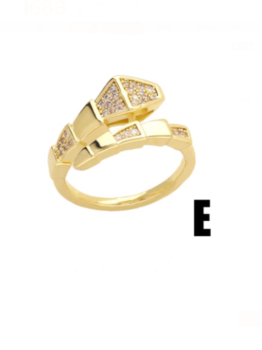 E Brass Enamel Cubic Zirconia Snake Vintage Band Ring