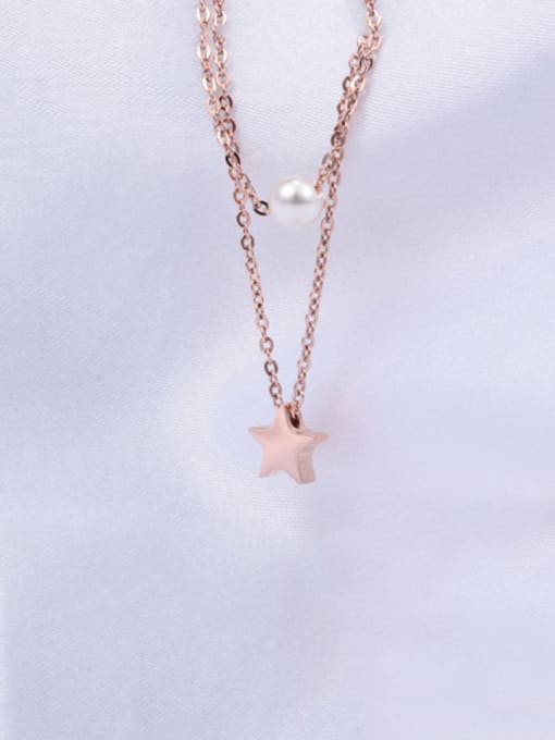 A TEEM Titanium Imitation Pearl White Star Classic Multi Strand Necklace 2