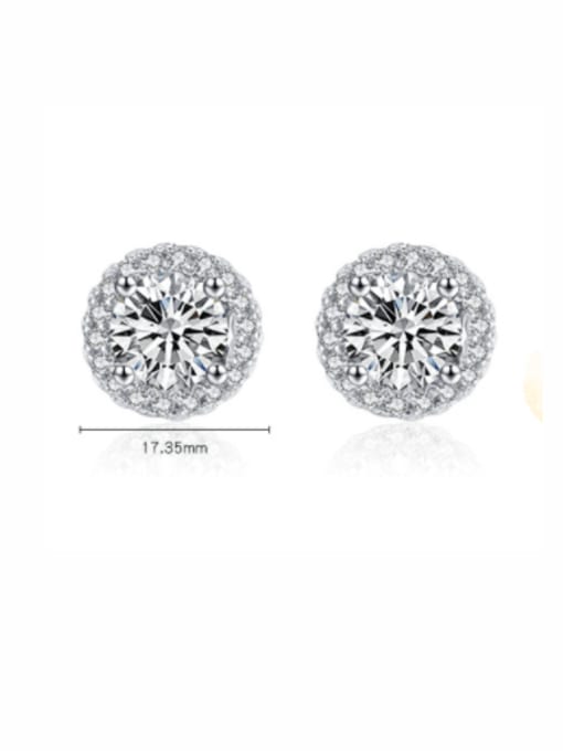 MODN 925 Sterling Silver Cubic Zirconia Round Classic Stud Earring 3