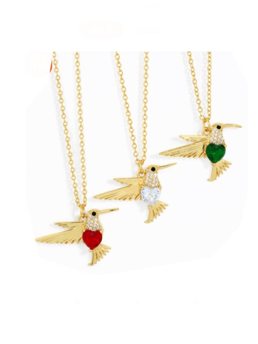 CC Brass Cubic Zirconia  Bird Pendant Necklace