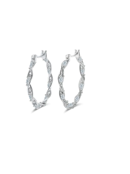 Platinum 925 Sterling Silver Cubic Zirconia Geometric Minimalist Cluster Earring