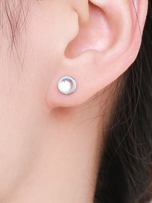 MODN 925 Sterling Silver Natural Stone Geometric Minimalist Stud Earring 1