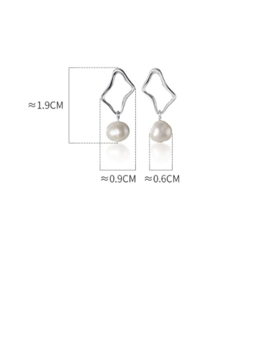 Rosh 925 Sterling Silver Imitation Pearl  Geometric Minimalist Drop Earring 3