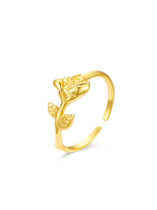 Boomer Cat Sterling Silver gold roses free size  rings