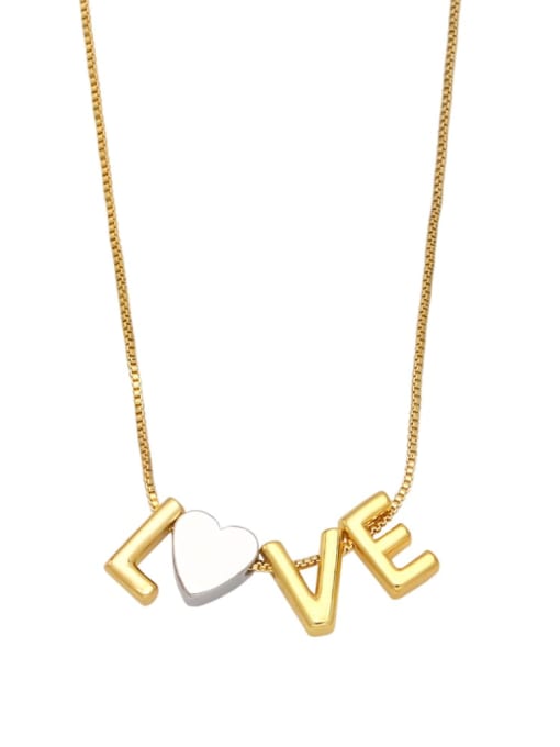 CC Brass Letter Minimalist  Heart Pendant Necklace 1