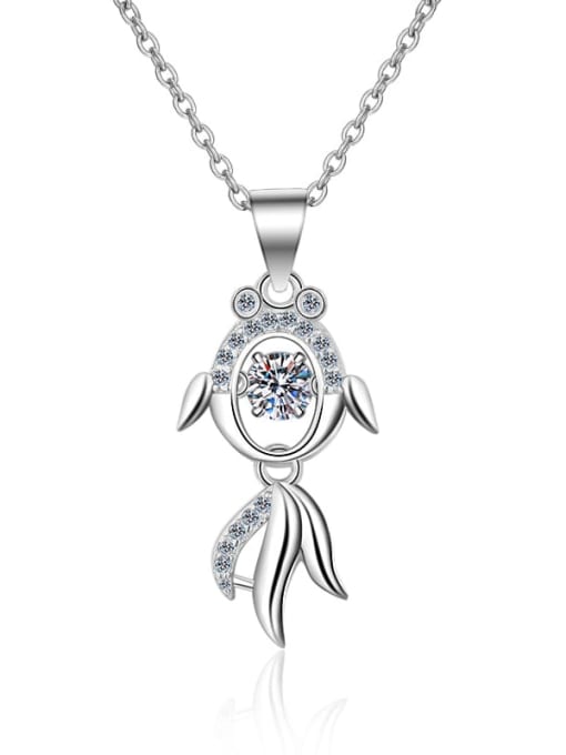 MOISS 925 Sterling Silver  0.3ct Moissanite   Dainty Fish Pendant Necklace 4