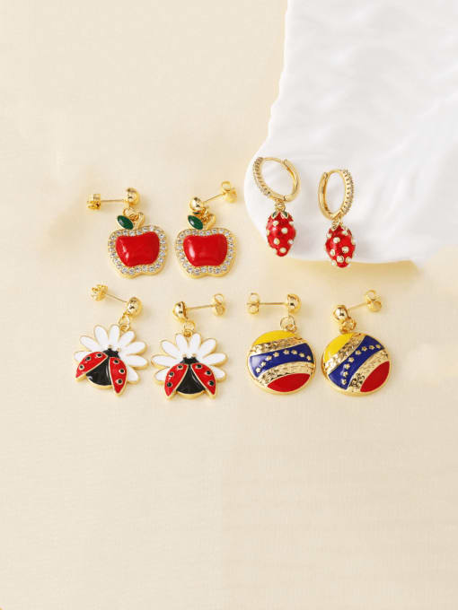 CC Brass Enamel Insect Hip Hop Huggie Earring 1