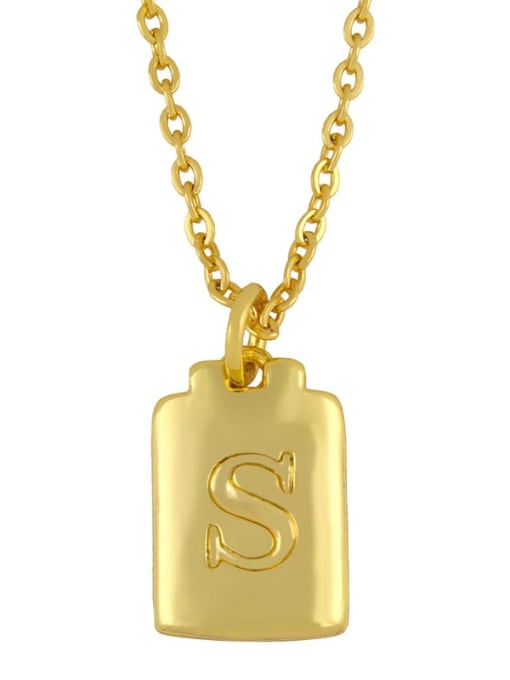 S Brass Geometric Letter Minimalist Necklace