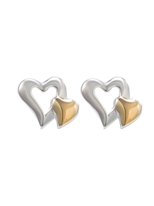 XBOX 925 Sterling Silver Hollow Heart Vintage Stud Earring 0