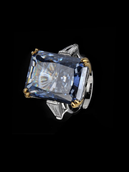 White plated Lancha ring Brass Cubic Zirconia Geometric Luxury Band Ring