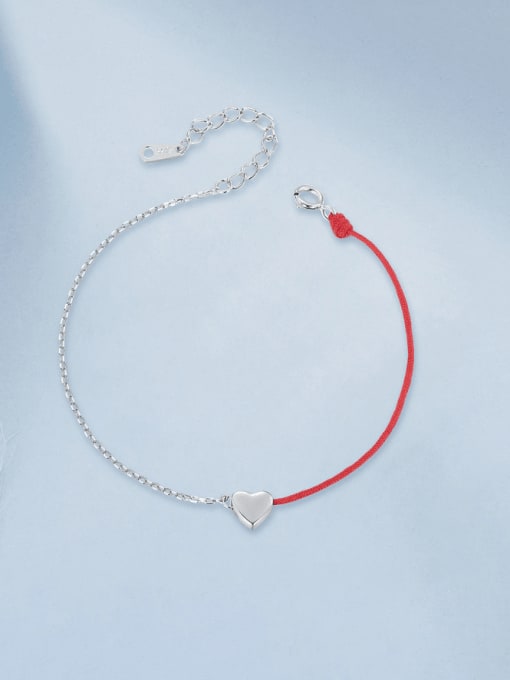 Jare 925 Sterling Silver Heart Minimalist Asymmetrical  Chain Link Bracelet 3