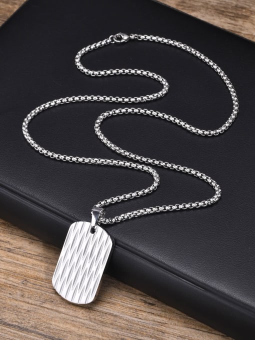 Steel pendant with chain 60cm Stainless steel Geometric Hip Hop Long Strand Necklace