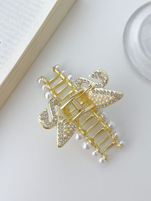 Swan 8cm Alloy Imitation Pearl Trend Butterfly  Jaw Hair Claw