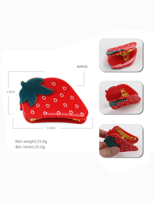 strawberry Alloy Acrylic  Trend Friut  Multi Color Jaw Hair Claw