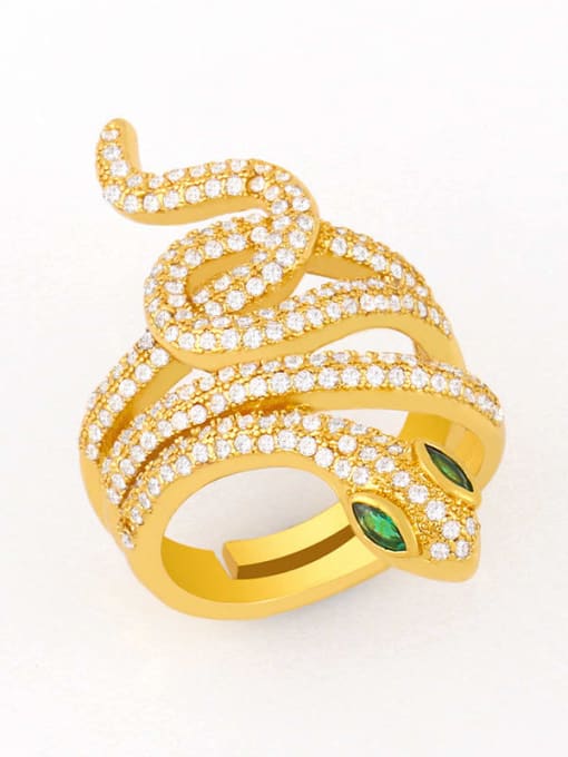 CC Brass Cubic Zirconia Snake Vintage Band Ring 0