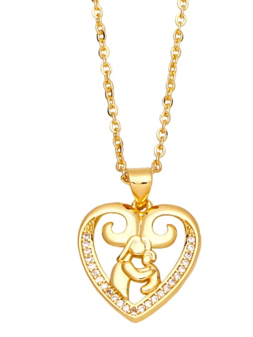 CC Brass Cubic Zirconia Letter Vintage Heart Pendant Necklace 1