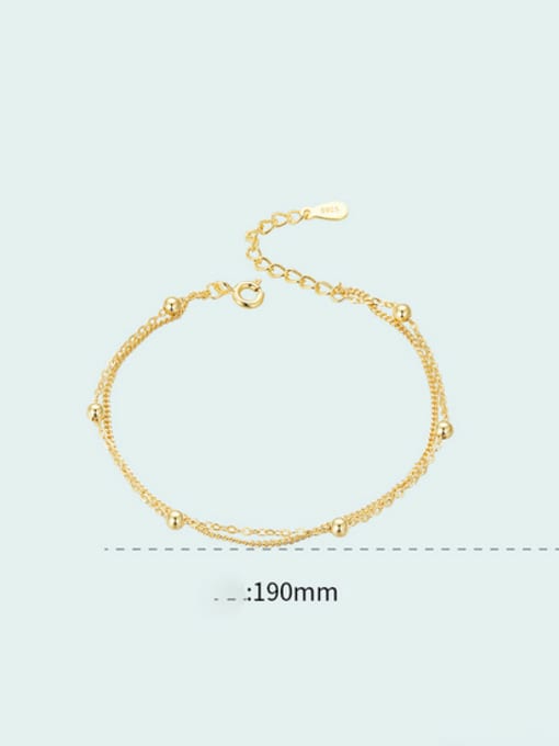 gold 925 Sterling Silver Irregular Minimalist Strand Bracelet