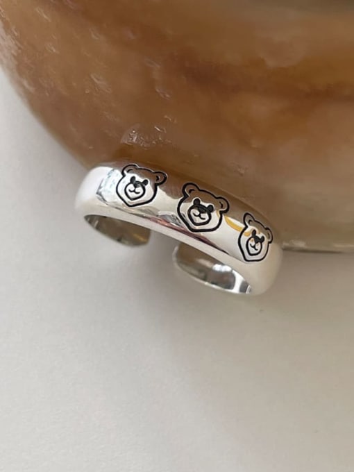Boomer Cat 925 Sterling Silver Round Vintage Band Ring